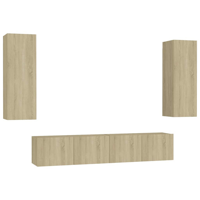 Set de dulapuri TV, 4 piese, stejar sonoma, lemn prelucrat - WALTI WALTI