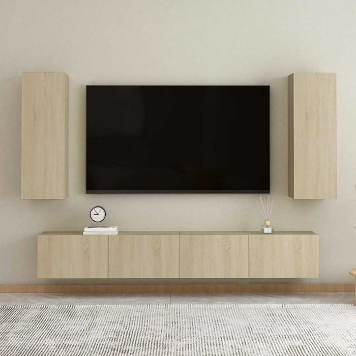 Set de dulapuri TV, 4 piese, stejar sonoma, lemn prelucrat - WALTI WALTI