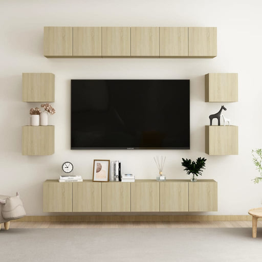 Set de dulapuri TV, 10 piese, stejar sonoma, lemn prelucrat - WALTI WALTI