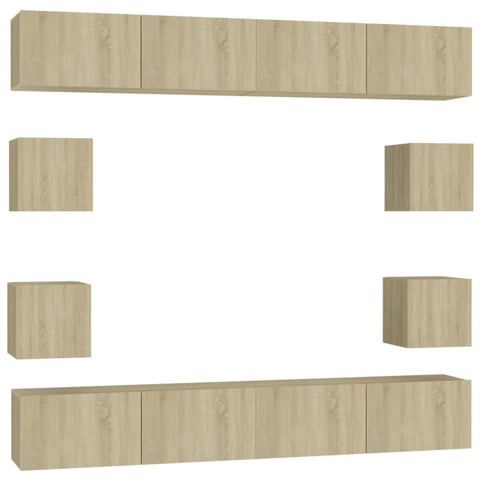 Set de dulapuri TV, 8 piese, stejar sonoma, lemn prelucrat - WALTI WALTI