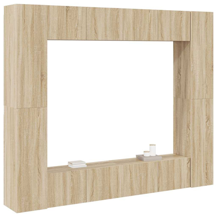 Set de dulapuri TV, 8 piese, stejar sonoma, lemn prelucrat WALTI
