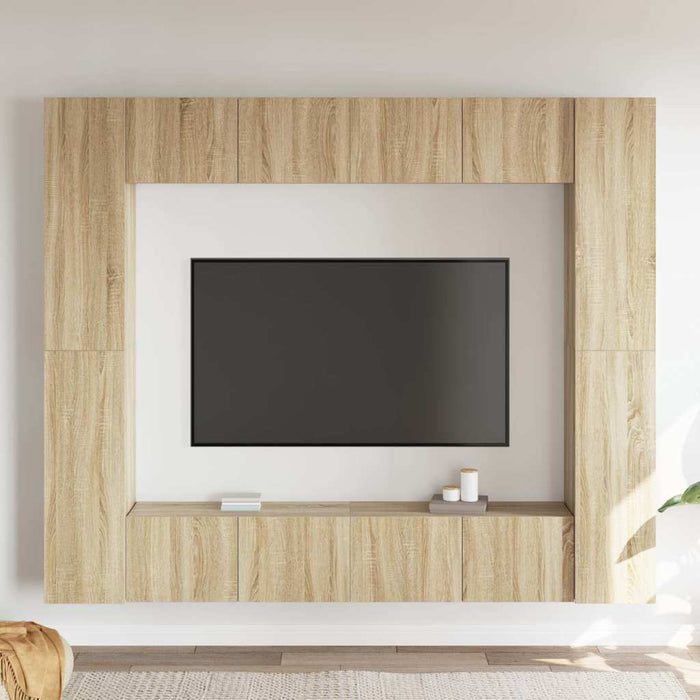 Set de dulapuri TV, 8 piese, stejar sonoma, lemn prelucrat WALTI