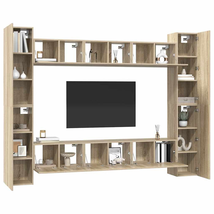Set de dulapuri TV, 10 piese, stejar sonoma, lemn prelucrat - WALTI WALTI