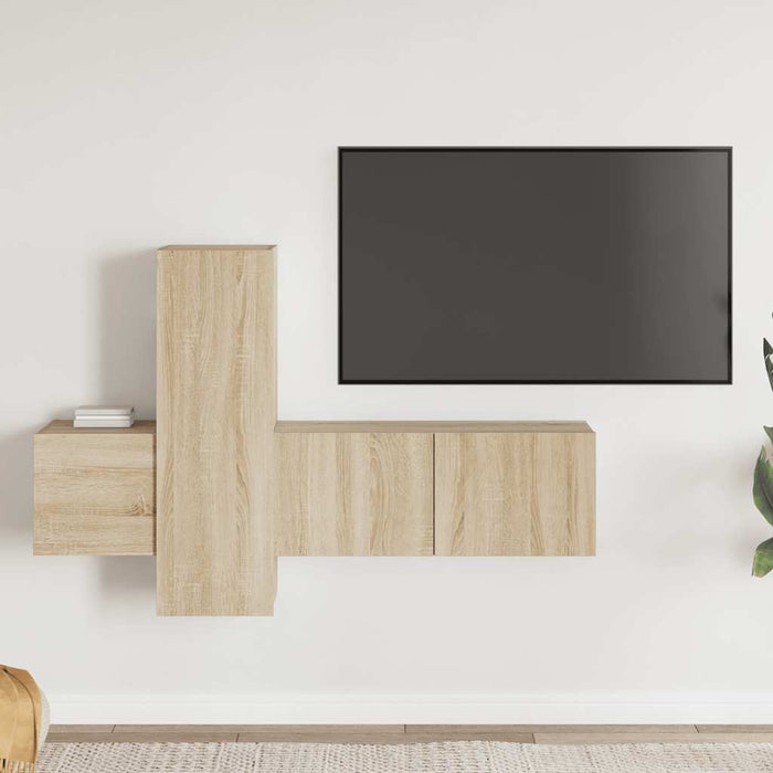 Set de dulapuri TV, 3 piese, stejar sonoma, lemn prelucrat - WALTI WALTI