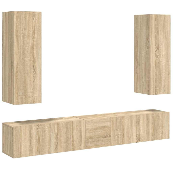 Set de dulapuri TV, 5 piese, stejar sonoma, lemn prelucrat - WALTI WALTI