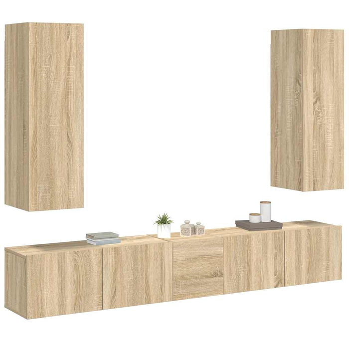 Set de dulapuri TV, 5 piese, stejar sonoma, lemn prelucrat - WALTI WALTI