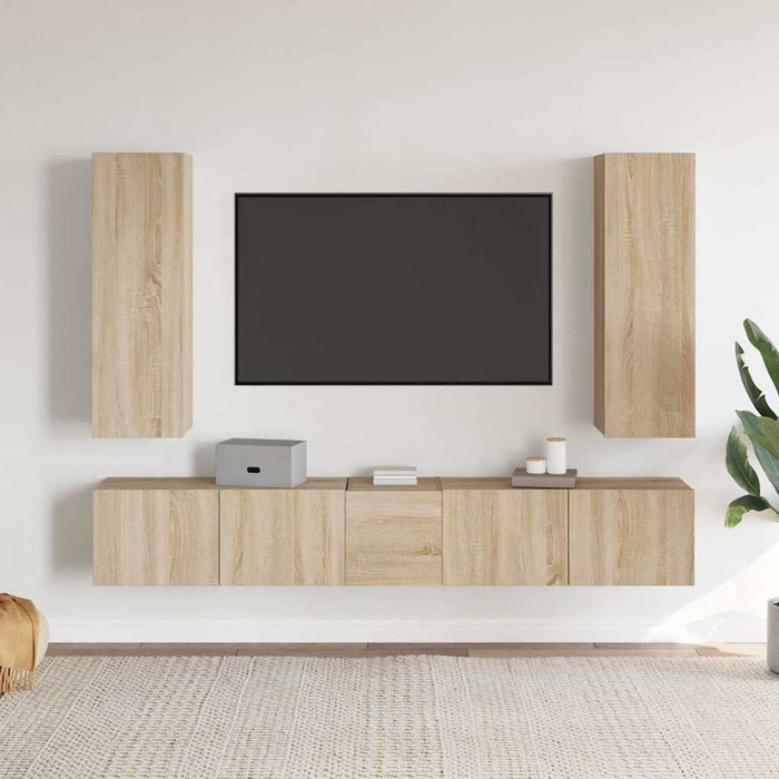 Set de dulapuri TV, 5 piese, stejar sonoma, lemn prelucrat - WALTI WALTI