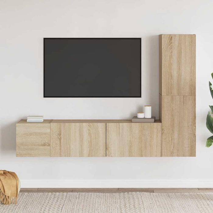 Set de dulapuri TV, 3 piese, stejar sonoma, lemn prelucrat - WALTI WALTI