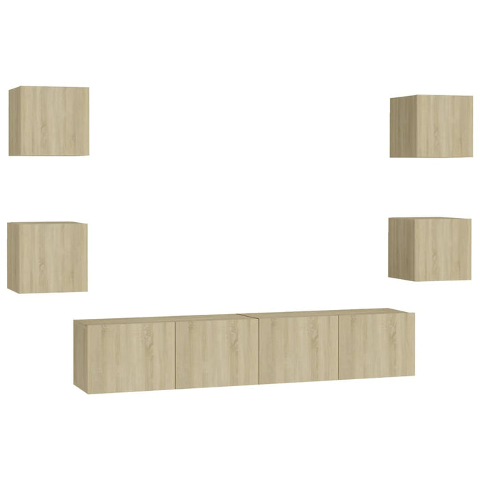 Set de dulapuri TV, 6 piese, stejar sonoma, lemn prelucrat - WALTI WALTI
