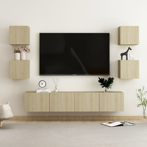 Set de dulapuri TV, 6 piese, stejar sonoma, lemn prelucrat - WALTI WALTI