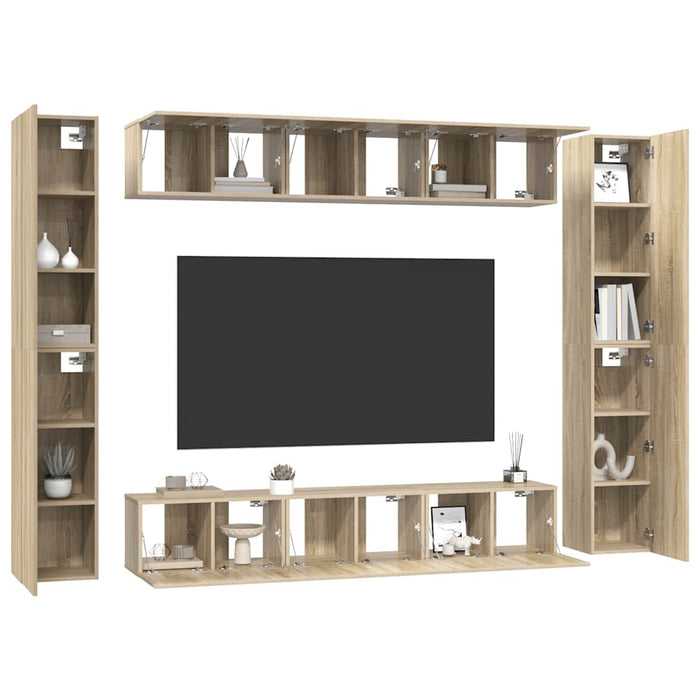 Set de dulapuri TV, 10 piese, stejar sonoma, lemn prelucrat - WALTI WALTI
