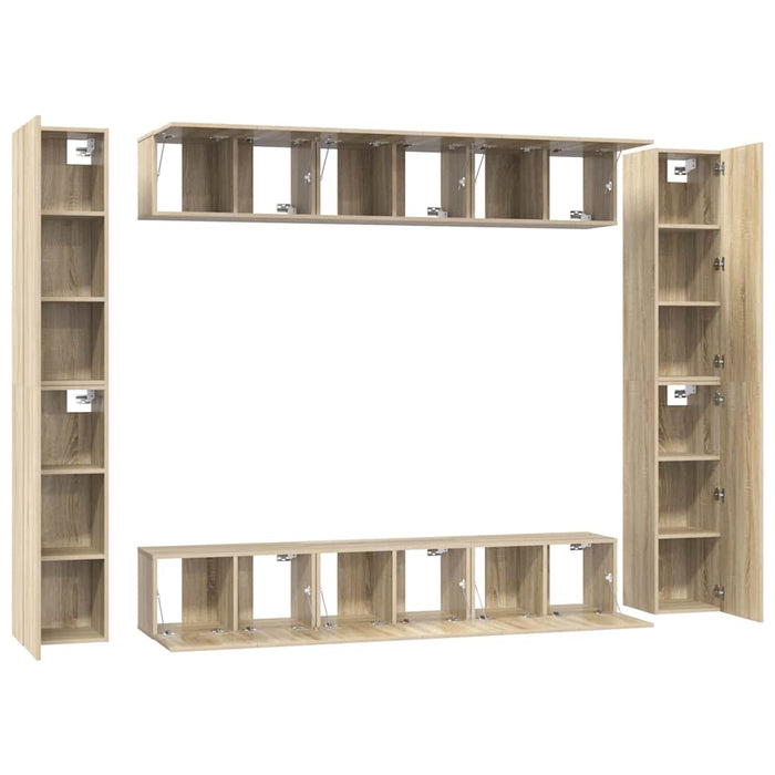 Set de dulapuri TV, 10 piese, stejar sonoma, lemn prelucrat - WALTI WALTI