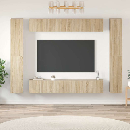 Set de dulapuri TV, 10 piese, stejar sonoma, lemn prelucrat - WALTI WALTI