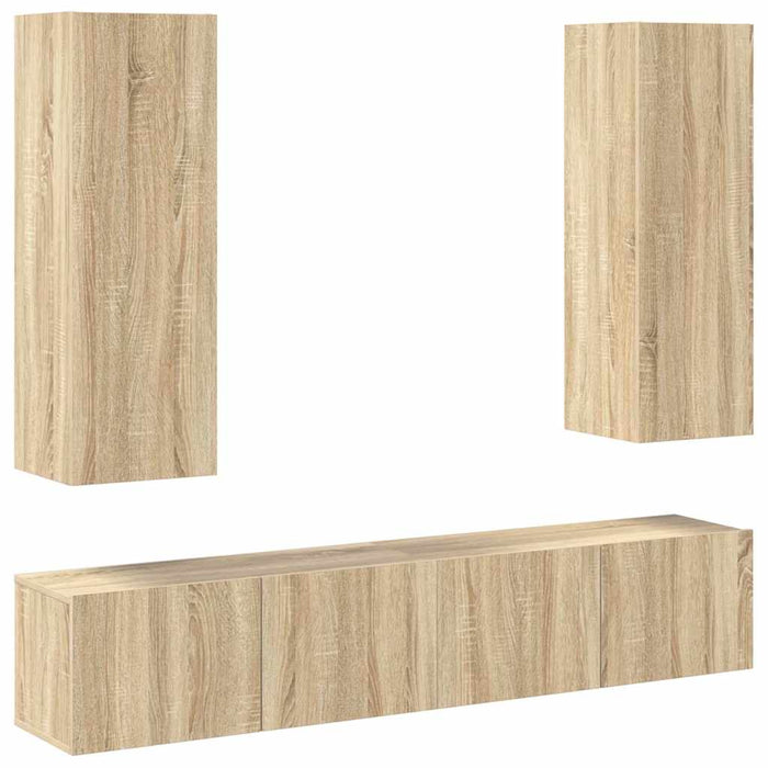 Set de dulapuri TV, 4 piese, stejar sonoma, lemn prelucrat - WALTI WALTI