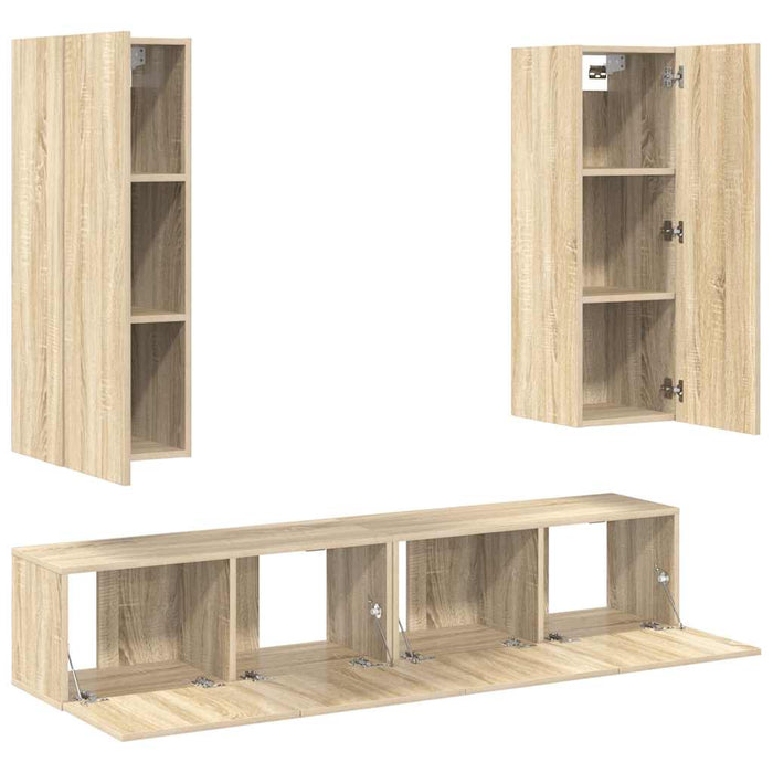 Set de dulapuri TV, 4 piese, stejar sonoma, lemn prelucrat - WALTI WALTI