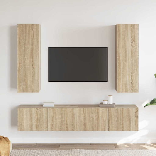 Set de dulapuri TV, 4 piese, stejar sonoma, lemn prelucrat - WALTI WALTI