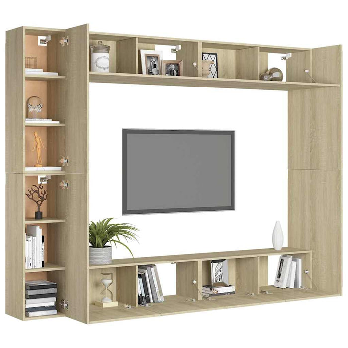 Set de dulapuri TV, 8 piese, stejar sonoma, lemn prelucrat - WALTI WALTI
