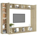 Set de dulapuri TV, 8 piese, stejar sonoma, lemn prelucrat - WALTI WALTI