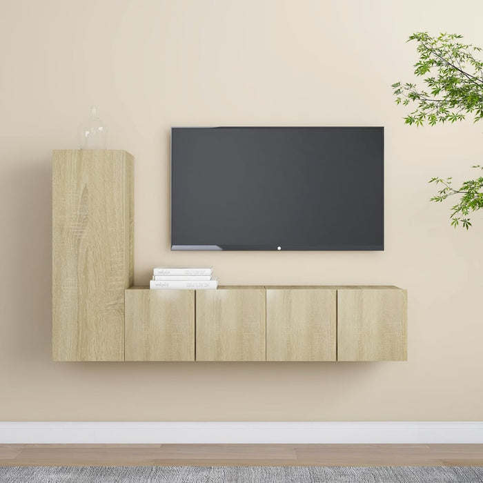 Set de dulapuri TV, 3 piese, stejar sonoma, lemn prelucrat WALTI