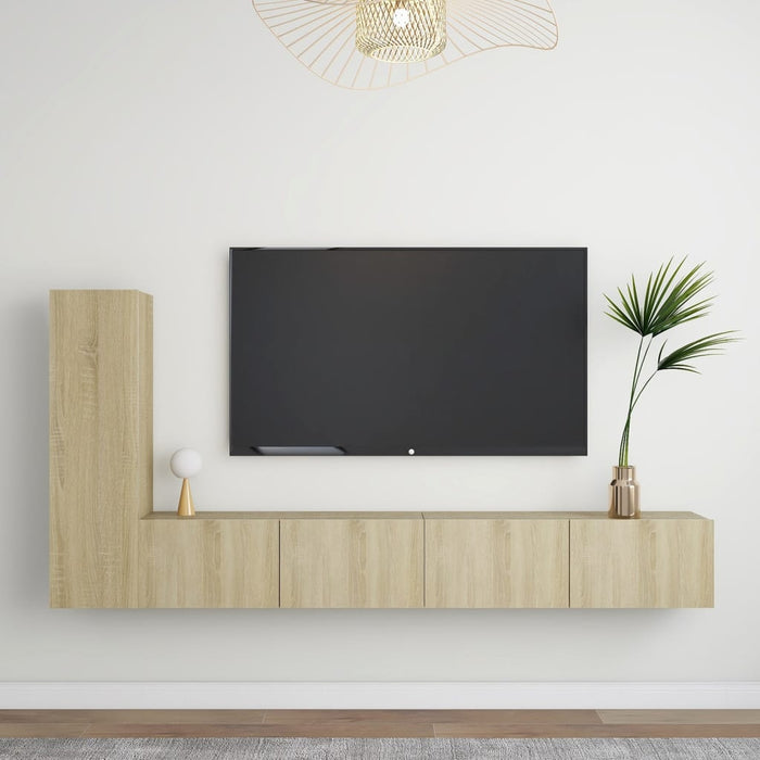 Set de dulapuri TV, 3 piese, stejar sonoma, lemn prelucrat WALTI