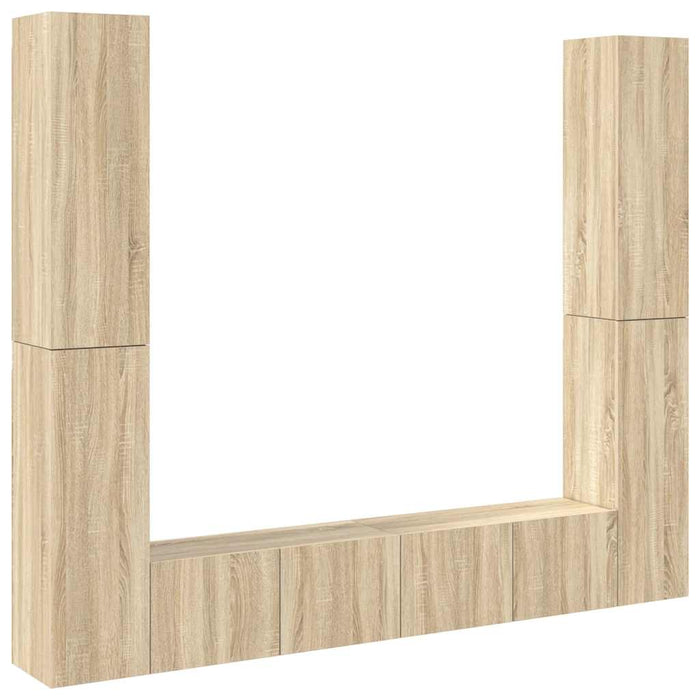 Set de dulapuri TV, 6 piese, stejar sonoma, lemn prelucrat WALTI