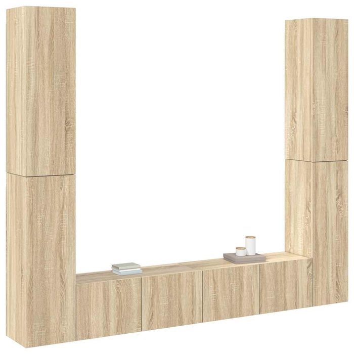 Set de dulapuri TV, 6 piese, stejar sonoma, lemn prelucrat WALTI