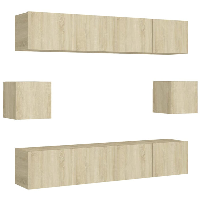 Set de dulapuri TV, 8 piese, stejar sonoma, lemn prelucrat - WALTI WALTI