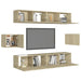 Set de dulapuri TV, 8 piese, stejar sonoma, lemn prelucrat - WALTI WALTI