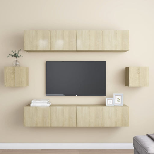 Set de dulapuri TV, 8 piese, stejar sonoma, lemn prelucrat - WALTI WALTI