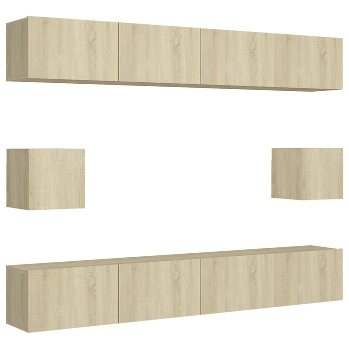 Set de dulapuri TV, 6 piese, stejar sonoma, lemn prelucrat - WALTI WALTI