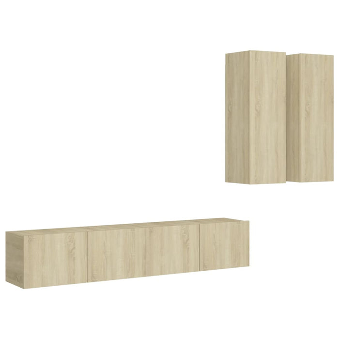 Set de dulapuri TV, 4 piese, stejar sonoma, lemn prelucrat - WALTI WALTI