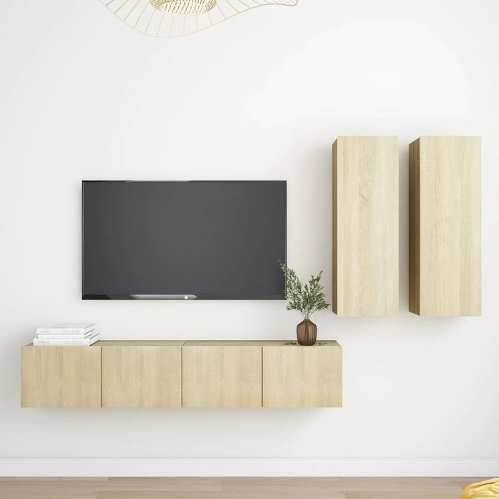 Set de dulapuri TV, 4 piese, stejar sonoma, lemn prelucrat - WALTI WALTI