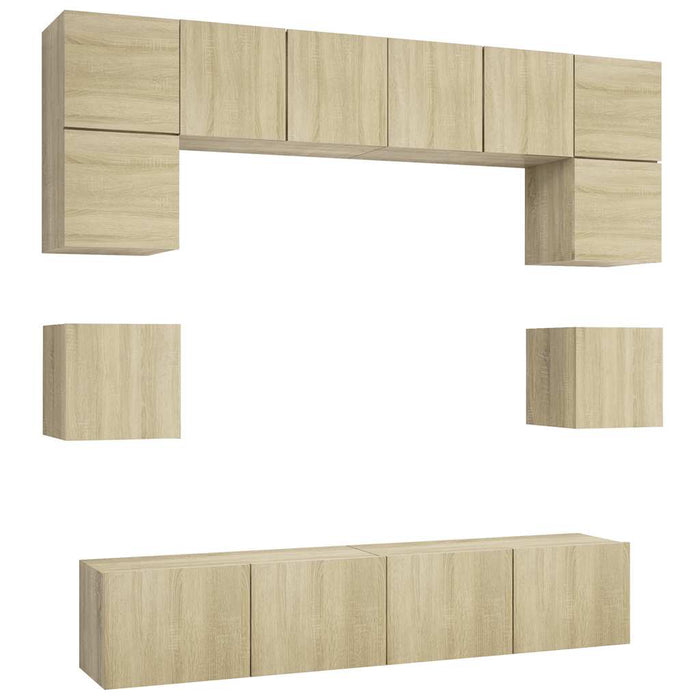Set de dulapuri TV, 8 piese, stejar sonoma, lemn prelucrat - WALTI WALTI