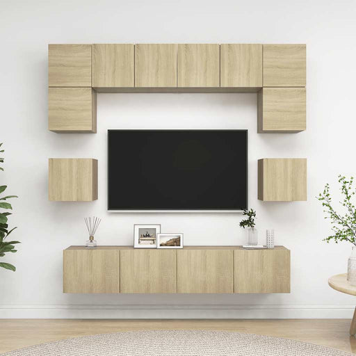 Set de dulapuri TV, 8 piese, stejar sonoma, lemn prelucrat - WALTI WALTI