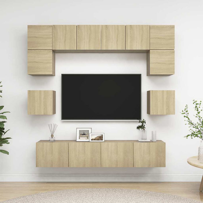 Set de dulapuri TV, 8 piese, stejar sonoma, lemn prelucrat - WALTI WALTI