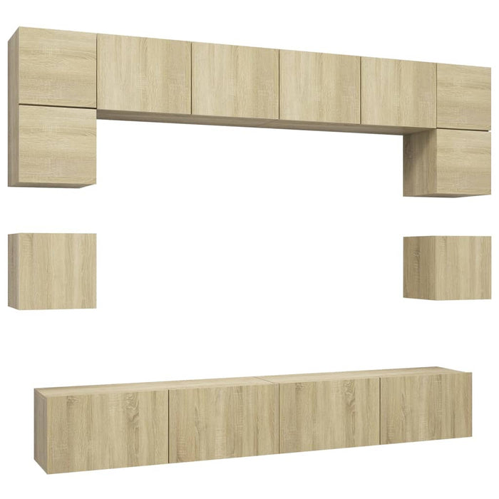 Set de dulapuri TV, 8 piese, stejar sonoma, lemn prelucrat - WALTI WALTI