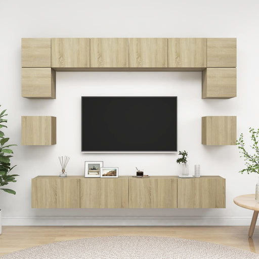 Set de dulapuri TV, 8 piese, stejar sonoma, lemn prelucrat - WALTI WALTI