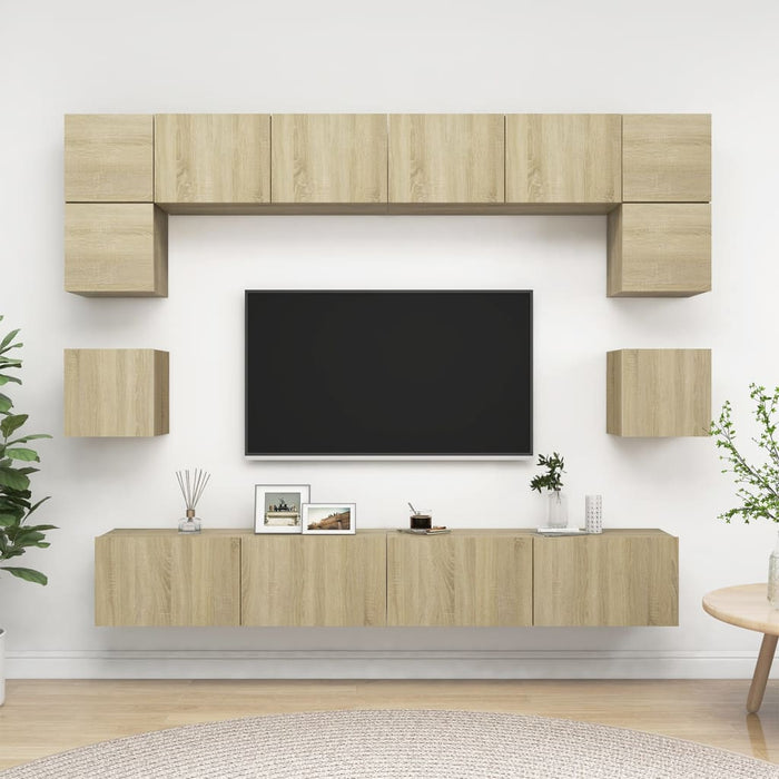 Set de dulapuri TV, 8 piese, stejar sonoma, lemn prelucrat - WALTI WALTI