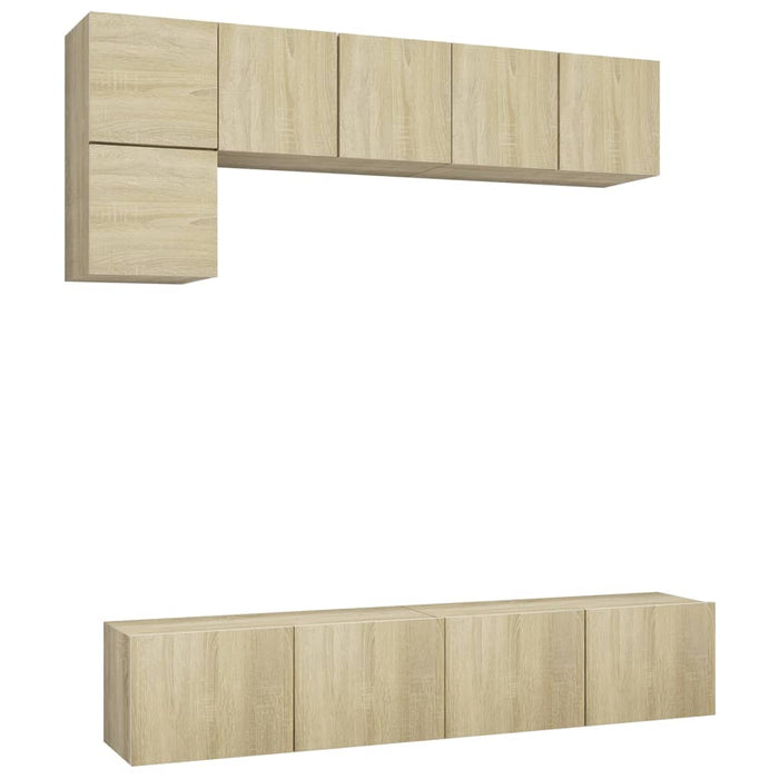 Set de dulapuri TV, 5 piese, stejar sonoma, lemn prelucrat - WALTI WALTI