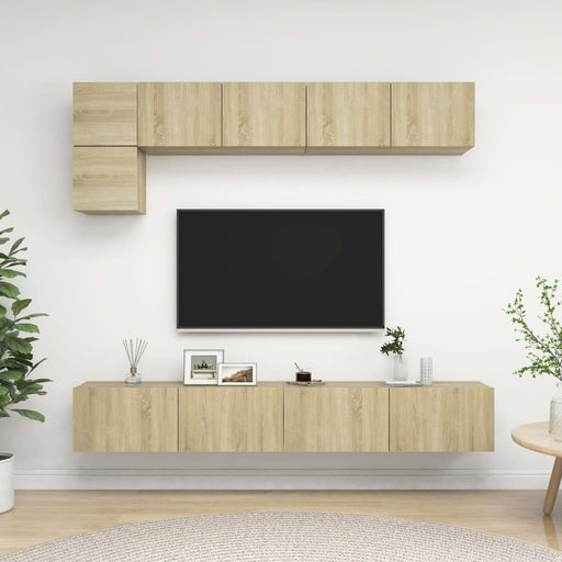 Set de dulapuri TV, 5 piese, stejar sonoma, lemn prelucrat - WALTI WALTI