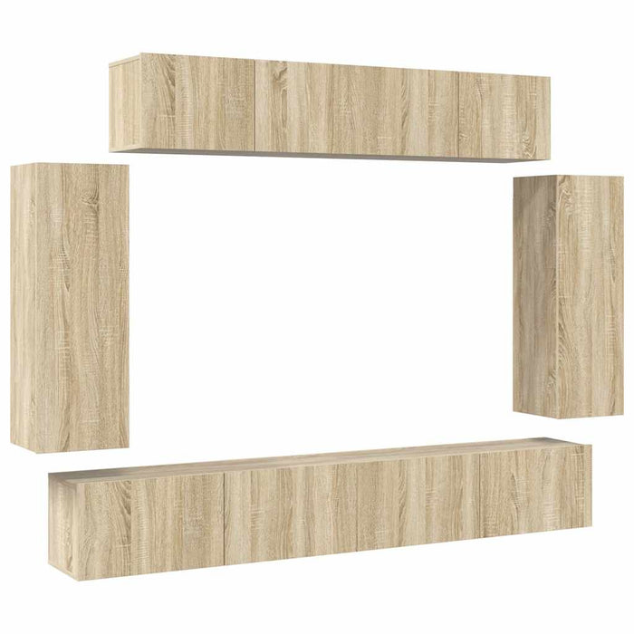Set de dulapuri TV, 6 piese, stejar sonoma, lemn prelucrat - WALTI WALTI