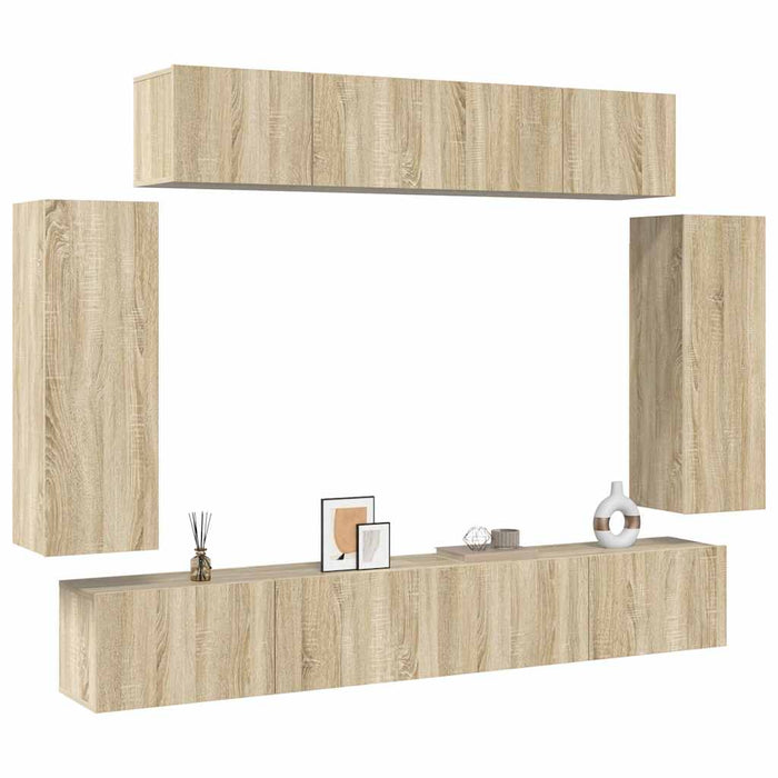 Set de dulapuri TV, 6 piese, stejar sonoma, lemn prelucrat - WALTI WALTI