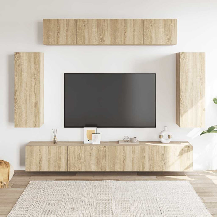 Set de dulapuri TV, 6 piese, stejar sonoma, lemn prelucrat - WALTI WALTI