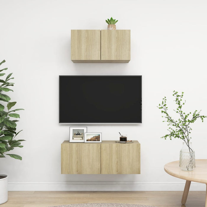 Set de dulapuri TV, 2 piese, stejar sonoma, lemn prelucrat - WALTI WALTI