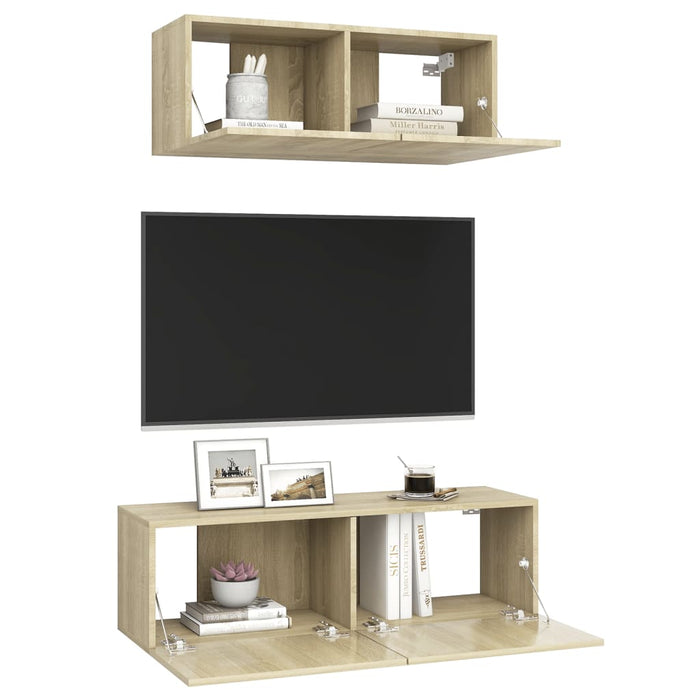 Set dulapuri TV, 2 piese, stejar sonoma, lemn prelucrat - WALTI WALTI