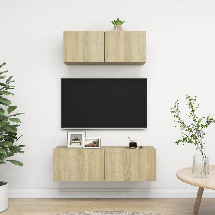 Set dulapuri TV, 2 piese, stejar sonoma, lemn prelucrat - WALTI WALTI
