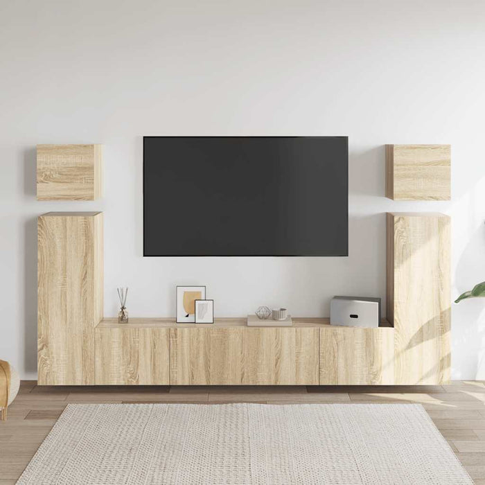 Set dulapuri TV, 8 piese, stejar sonoma, lemn prelucrat - WALTI WALTI