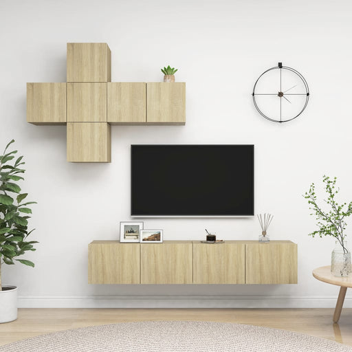 Set dulapuri TV, 7 piese, stejar sonoma, lemn prelucrat - WALTI WALTI