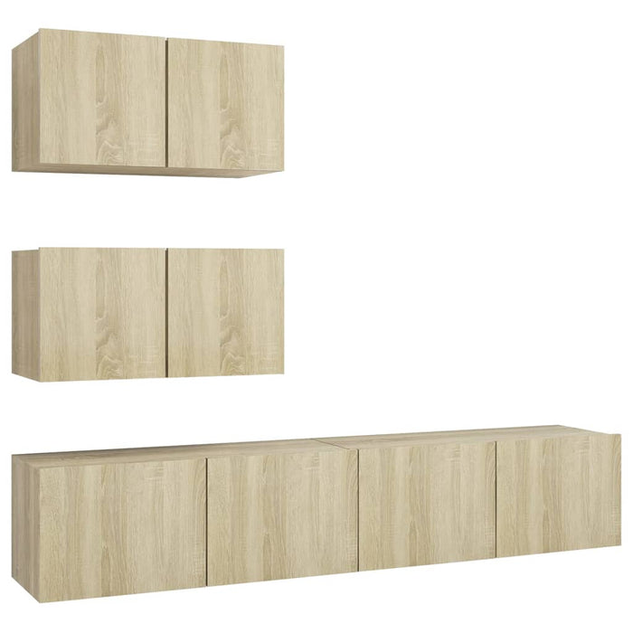 Set dulapuri TV, 4 piese, stejar sonoma, lemn prelucrat - WALTI WALTI