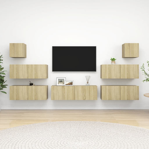 Set dulapuri TV, 7 piese, stejar sonoma, lemn prelucrat - WALTI WALTI